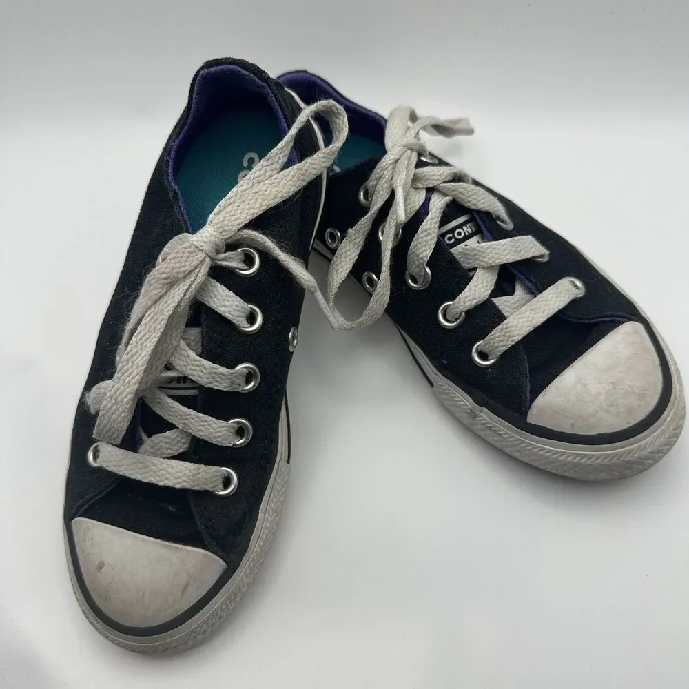 Converse All Star Black Chuck Taylor 5 Tongue! Rainbow Low Tops Boys Girls 11